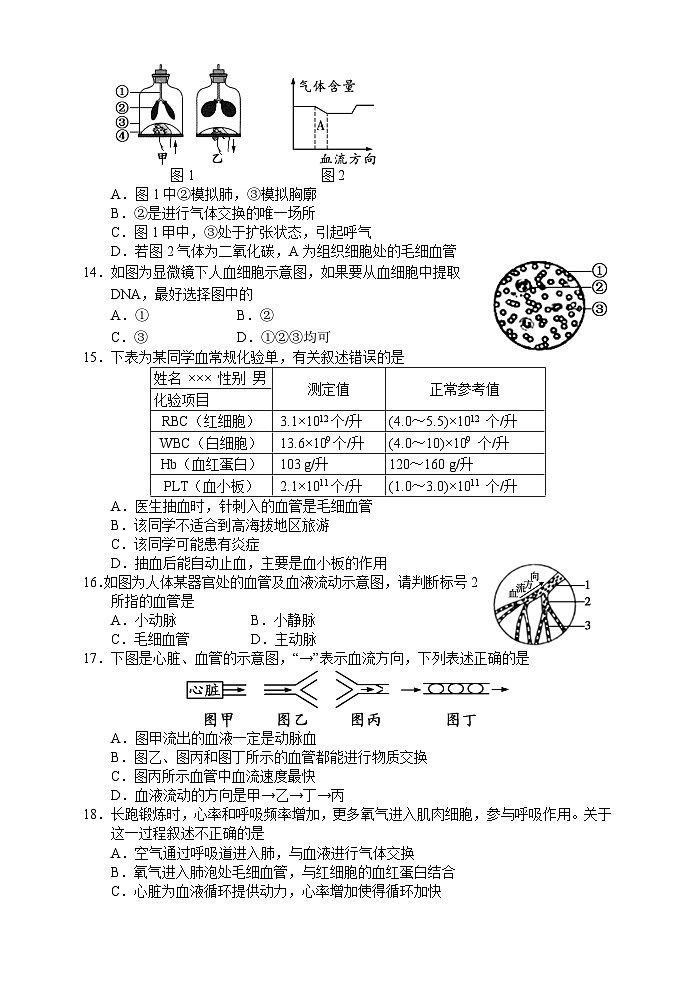 湖南省张家界市慈利县2021-2022学年七年级下学期期中考试生物试题第3页