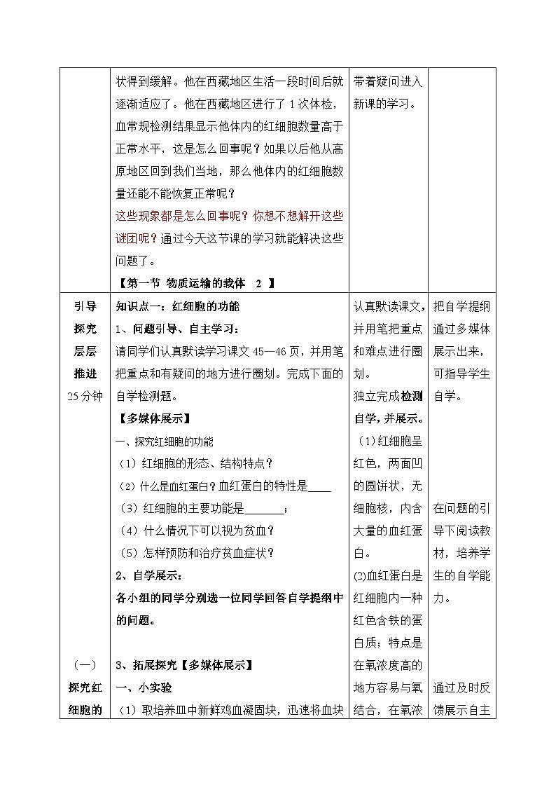 济南版生物七下 第三单元 第三章 13--物质运输的载体2 教案03