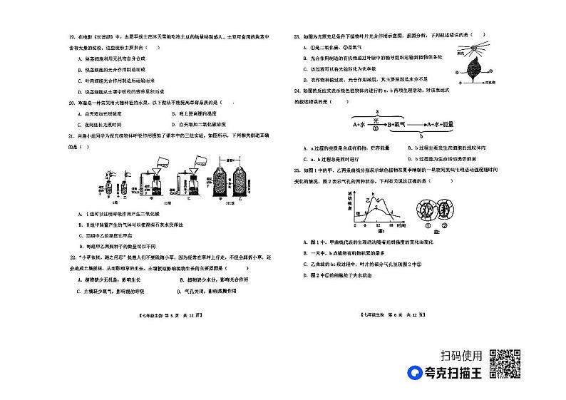 山东省德州市第五中学2023-2024学年七年级上学期期中考试生物试题03