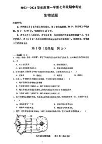 山东省济南市商河县四校2023-2024学年七年级上学期期中考试生物试题