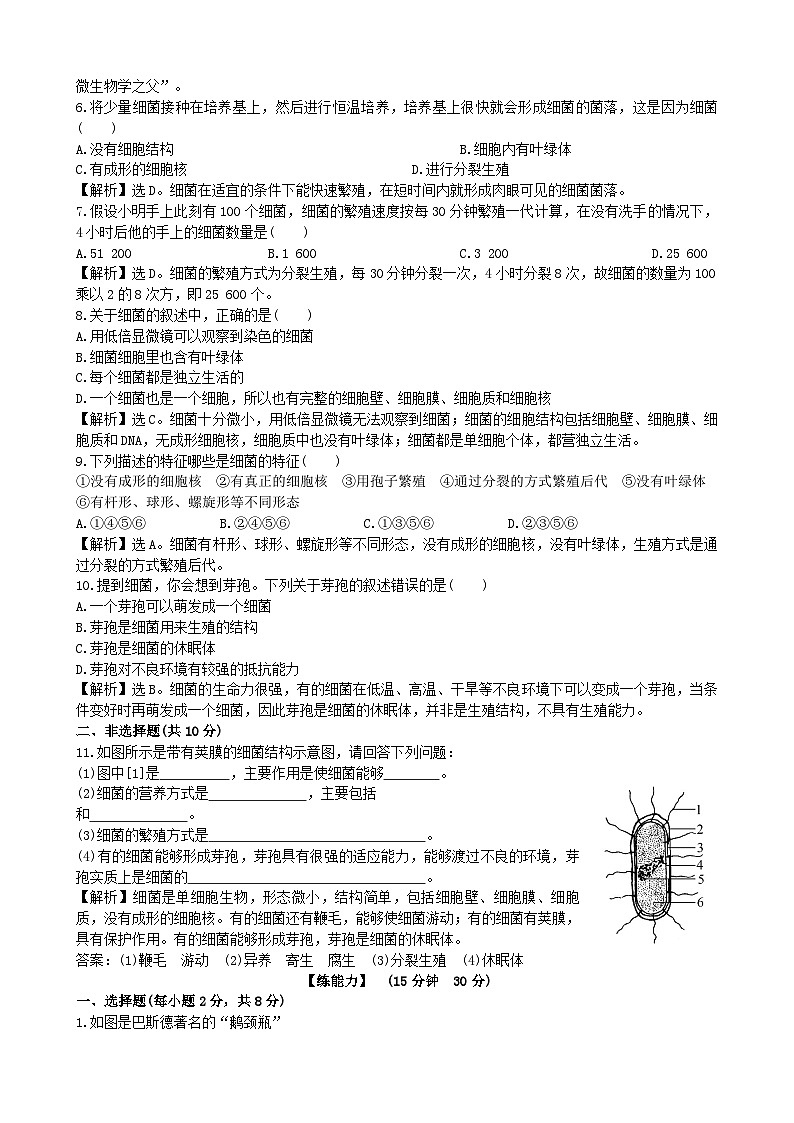 人教版生物八年级上册 5.4.2课时检测卷02