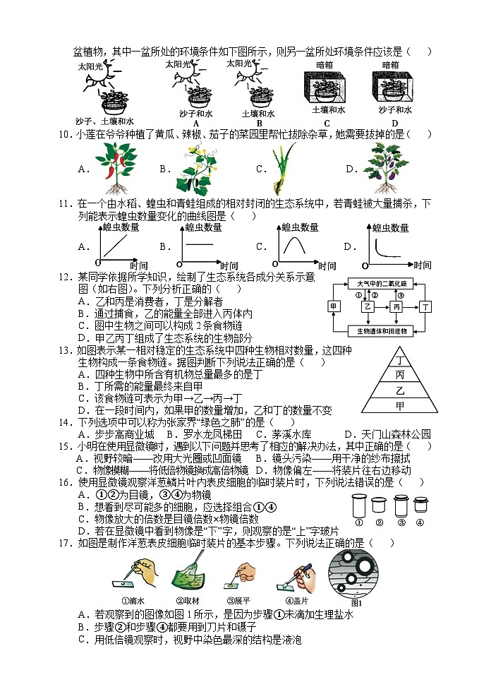 湖南省张家界市永定区2023-2024学年七年级上学期期中考试生物试题02