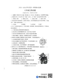 江苏省徐州市2023-2024学年八年级上学期期中检测生物试题