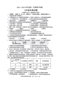 江苏省徐州市贾汪区建平中学等多校2023-2024学年七年级上学期期中生物试题