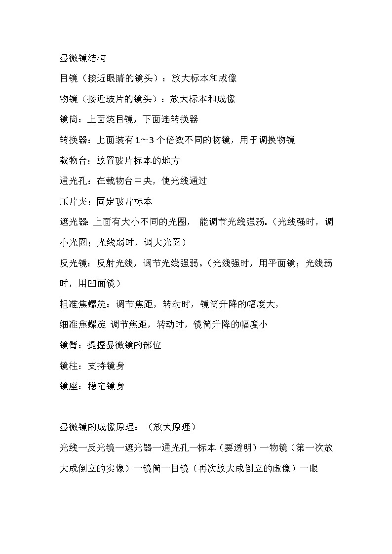 初中生物复习：显微镜知识点总结第1页