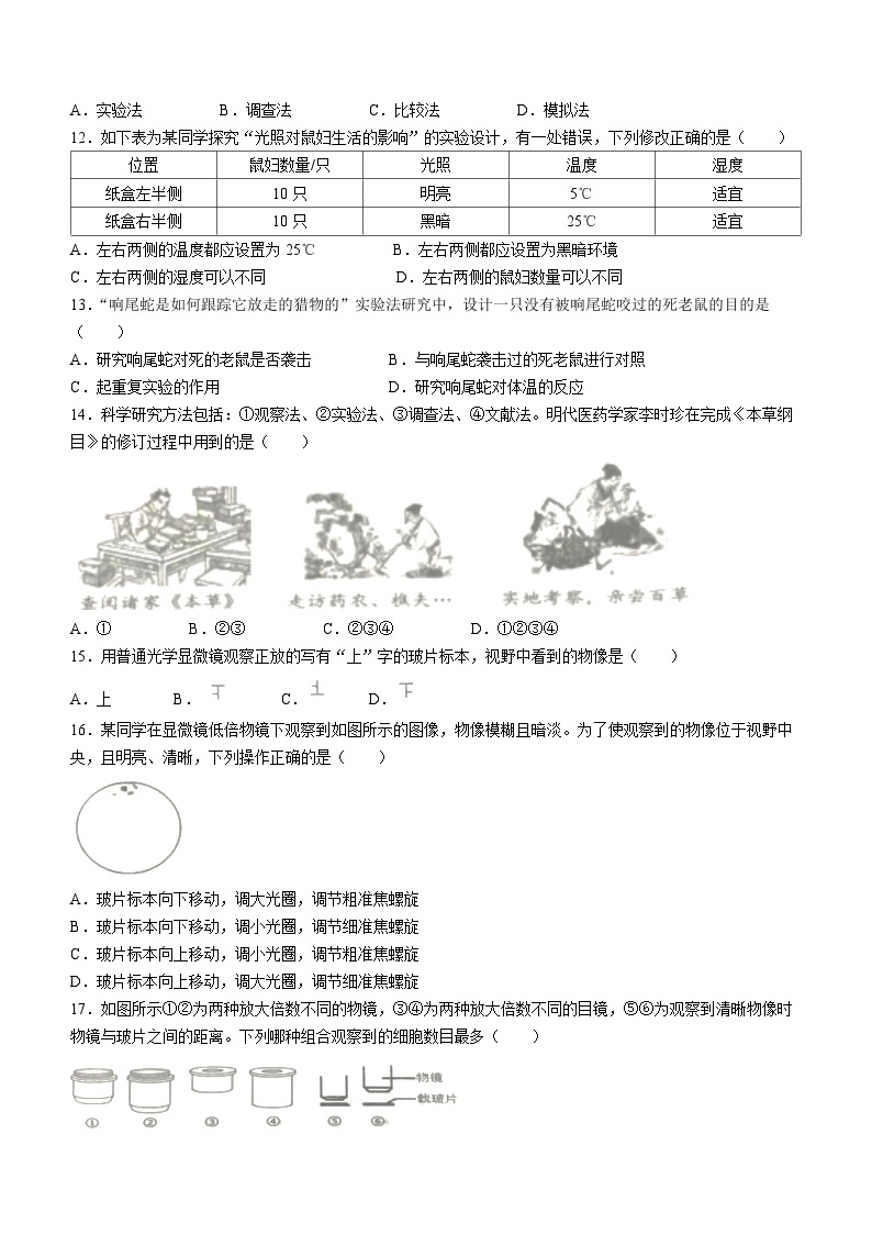 广东省揭阳市揭东区2023-2024学年七年级上学期期中生物试题02