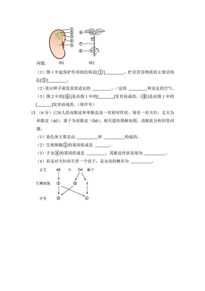 2023年甘肃省中考生物试卷三套附参考答案02