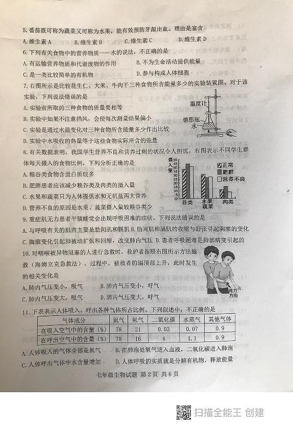 山东省泰安市东平县2023-2024学年七年级上学期 期中考试生物学试题02