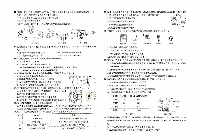 人教版版七年级上册《生物学》期末综合质量评测卷A卷【含参考答案】02