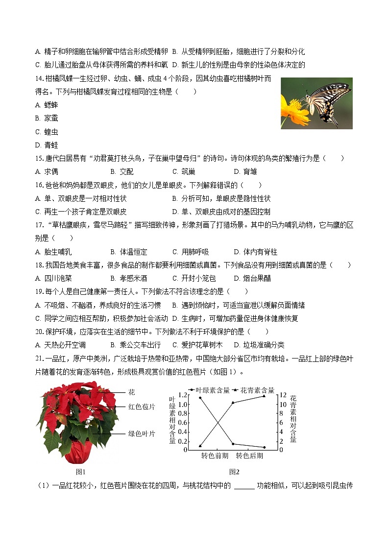 2022-2023学年河南省濮阳市清丰县仙庄中学八年级（下）期末生物模拟试卷（含答案解析）03