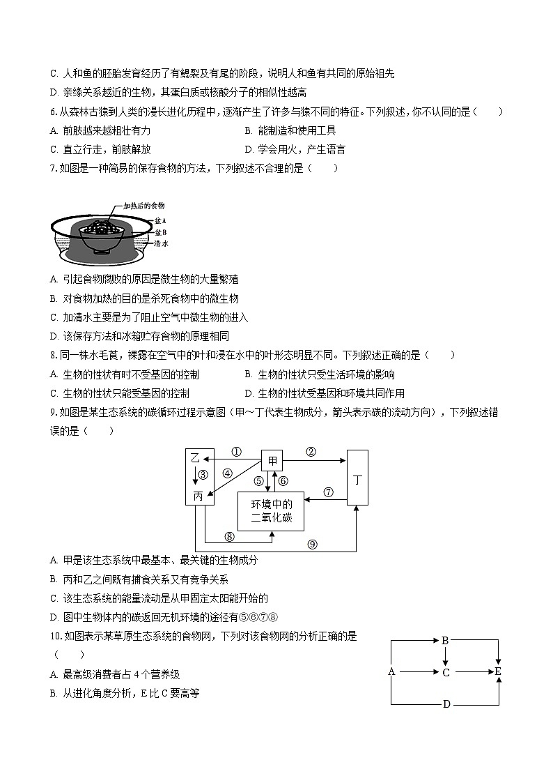 2022-2023学年山东省菏泽市巨野县八年级（下）期末生物试卷（含答案解析）02