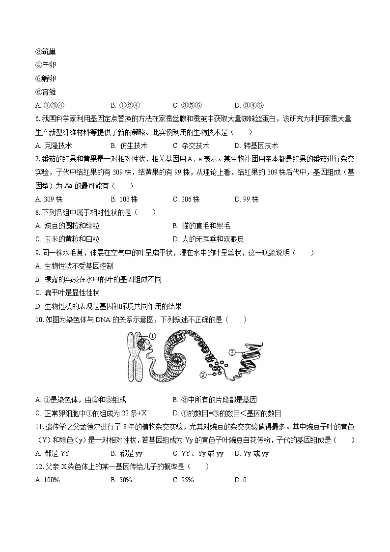 2022-2023学年四川省达州市宣汉县八年级（下）期末生物试卷（含答案解析）第2页