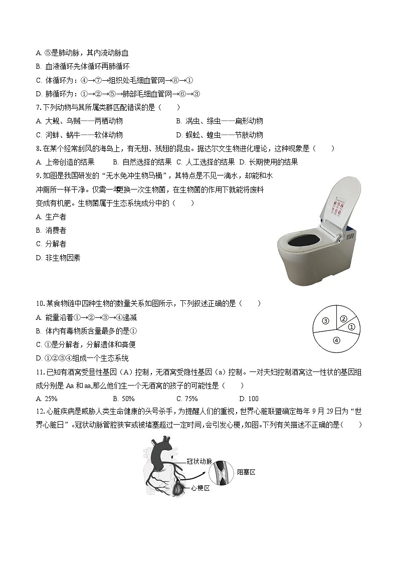 2023年吉林省松原市部分校中考生物模拟试卷（含答案解析）03