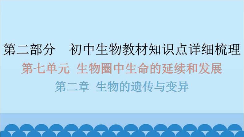 2024年中考生物复习 第七单元 生物圈中生命的延续和发展课件01