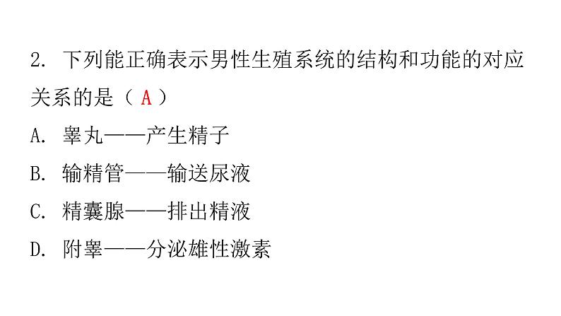 人教版七年级生物下册第一章第二节人的生殖作业课件第4页