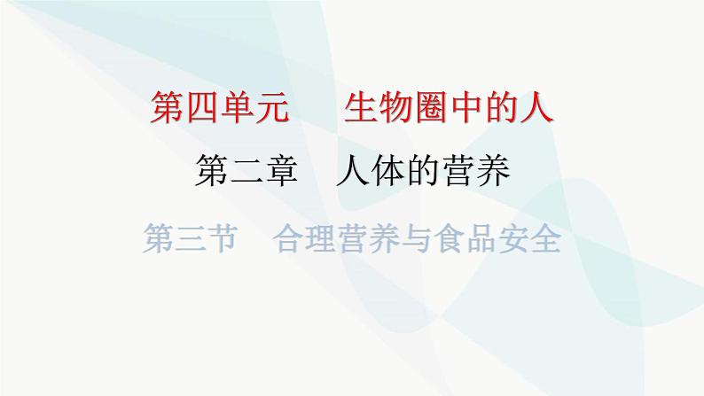 人教版七年级生物下册第二章第三节合理营养与食品安全作业课件第1页