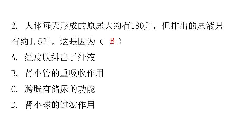 人教版七年级生物下册第五章人体内废物的排出作业课件05