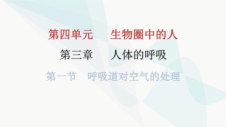 人教版七年级生物下册第三章第一节呼吸道对空气的处理课件第1页