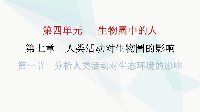 人教版七年级生物下册第七章第一节分析人类活动对生态环境的影响课件第1页