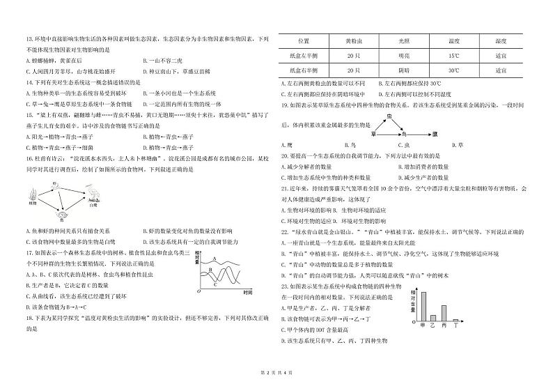 六年级期中考试生物试题第2页