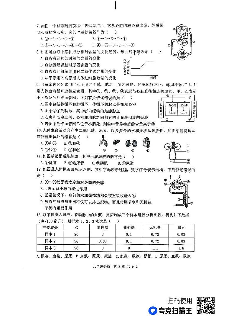江苏省徐州市2023-2024学年度八年级第一学期期中检测生物试题第2页