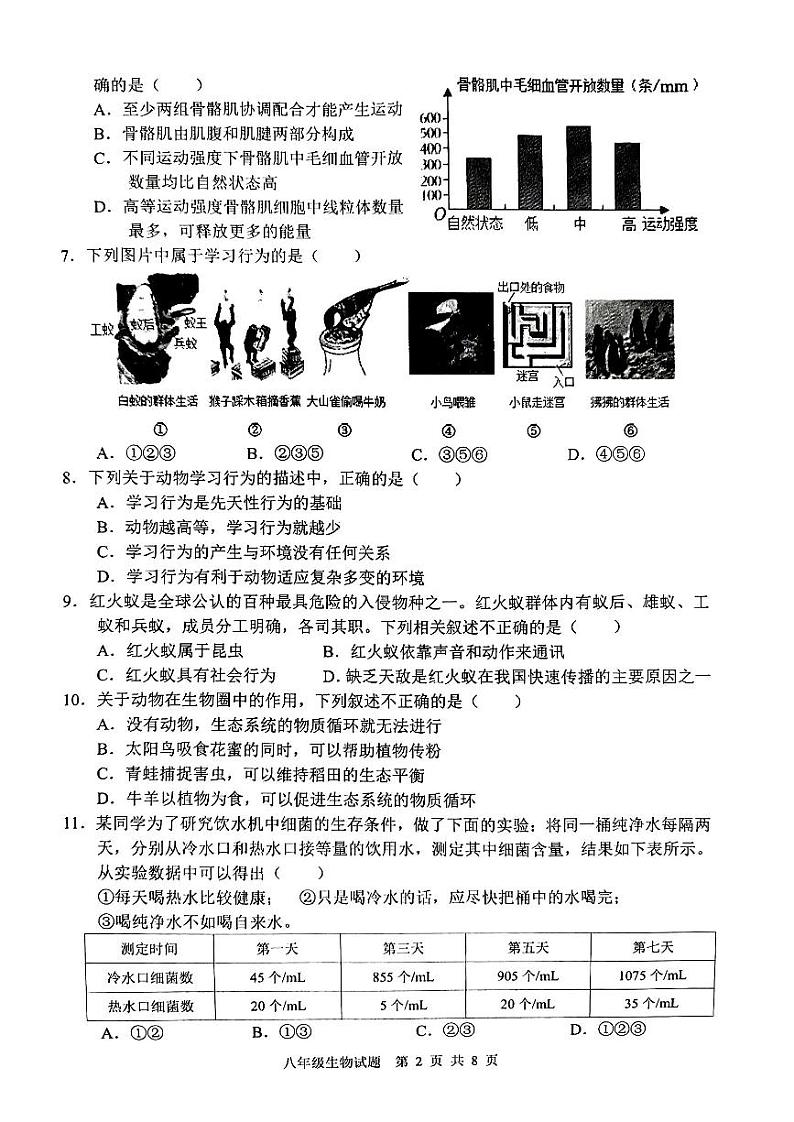 山东省临沂市2023-2024学年八年级上学期生物期中学业质量监测试题(1)第2页