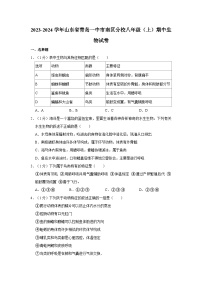 山东省青岛市第一中学市南区分校（琴岛学校）2023-2024学年八年级上学期期中生物试卷