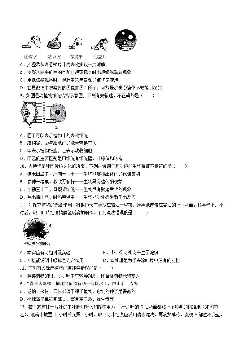 山东省菏泽市曹县2023-2024学年七年级上学期期中生物试题第2页