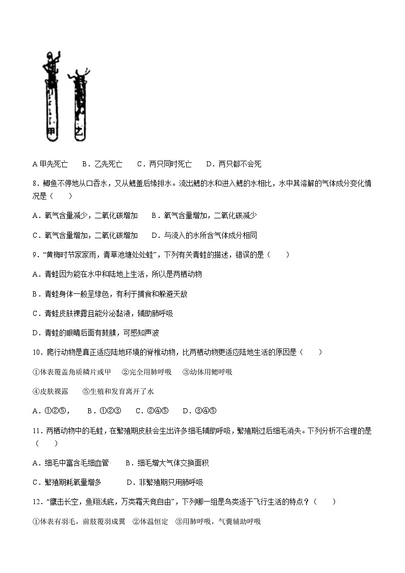 2023-2024学年湖南省岳阳市岳阳县八年级（上）期中生物试卷(无答案)第2页