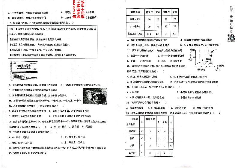 山东省威海市文登区重点初中联考2023-2024学年七年级上学期期中生物学试题第2页