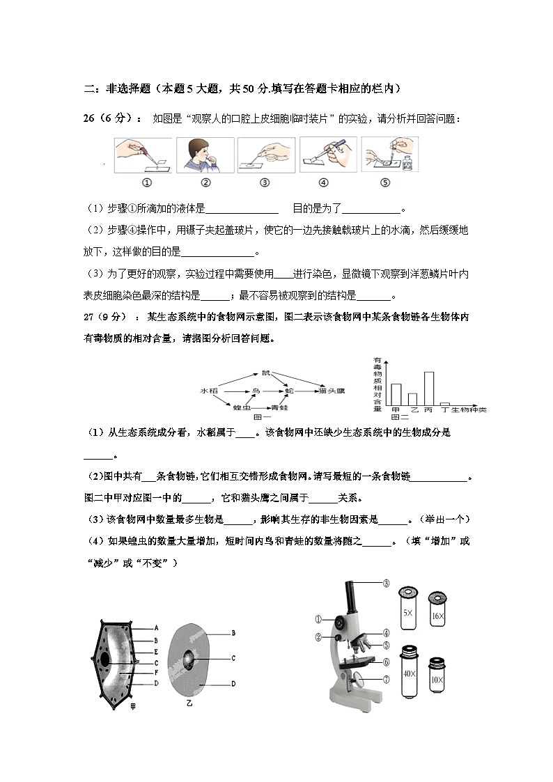 湖南省麻阳苗族自治县锦江中学2023-2024学年七年级上学期期中考试生物试题第3页