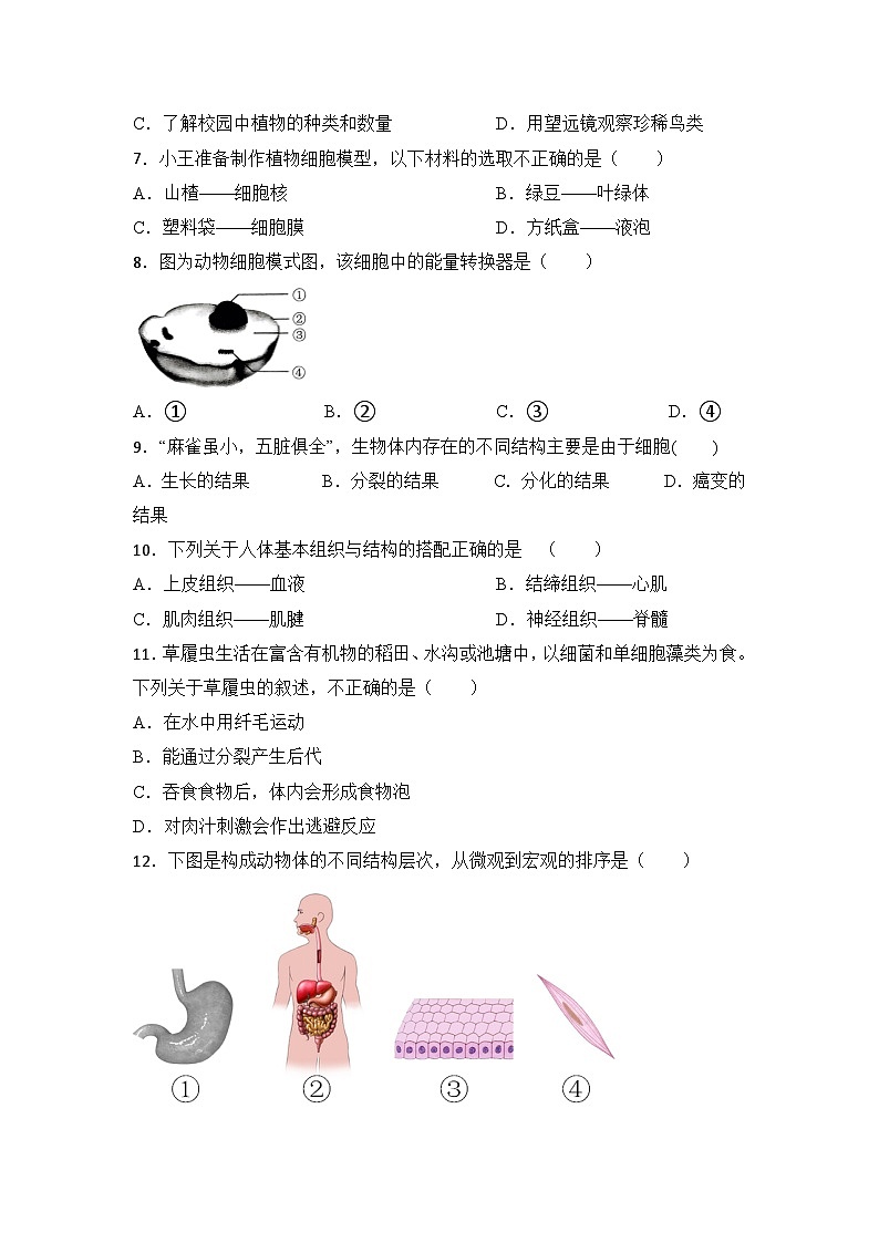 广东省肇庆市封开县封川中学2023-2024学年八年级上学期期中生物试题02