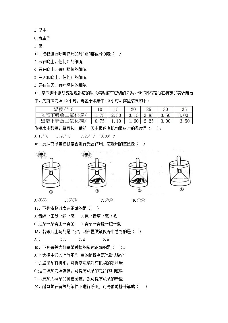 江苏省苏州工业园区星海实验中学2022-2023学年七年级上学期期末考试生物试卷第3页