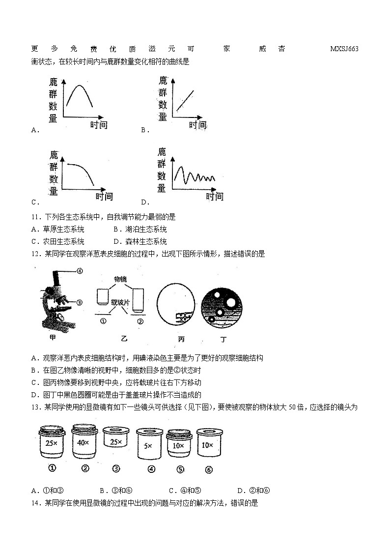 广东省湛江市雷州市第三中学2023-2024学年七年级上学期期中生物试卷(无答案)02