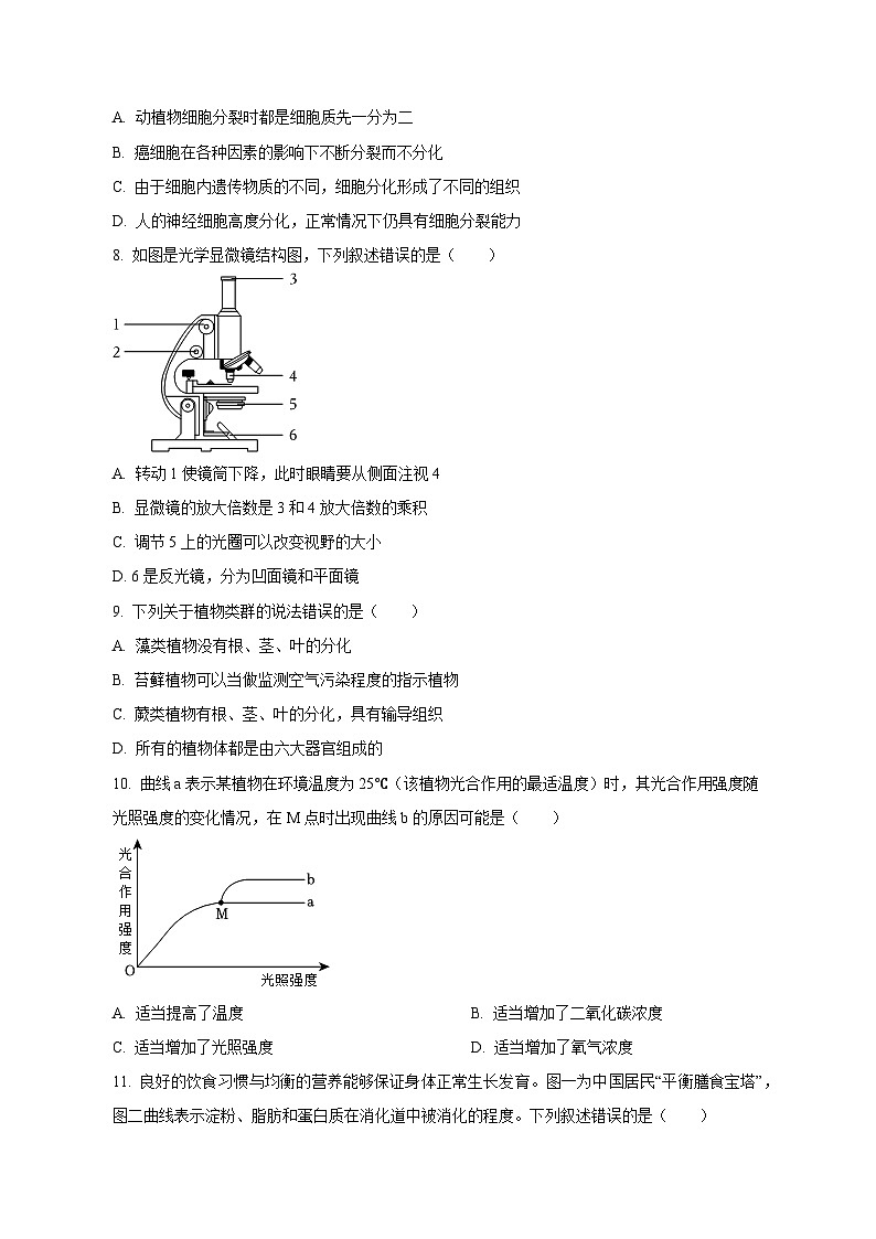 2023-2024学年山东省菏泽市郓城县九年级上学期期中生物质量检测模拟试题（含解析）03