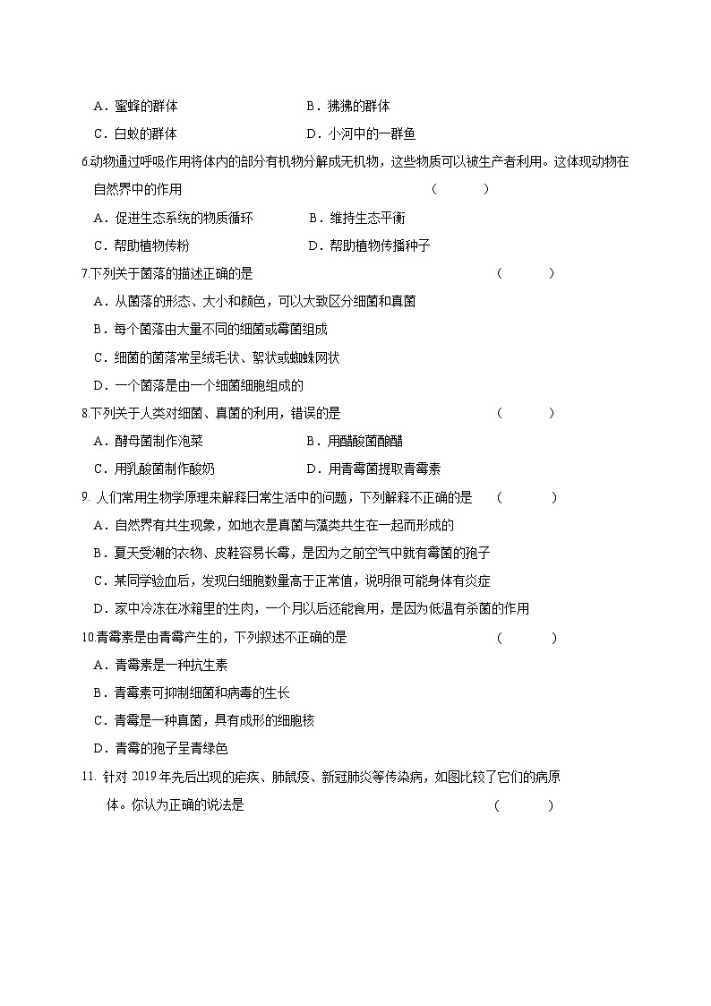 2023-2024学年吉林省长春市八年级上册期中生物学情检测模拟试题（含答案）02