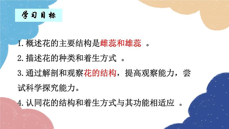 济南版生物八年级上册 4.1.1花的结构和类型课件08