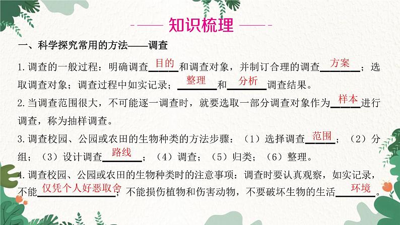 人教版生物七年级上册 第一单元 生物和生物圈 第一章 认识生物 第二节 调查周边环境中的生物课件02