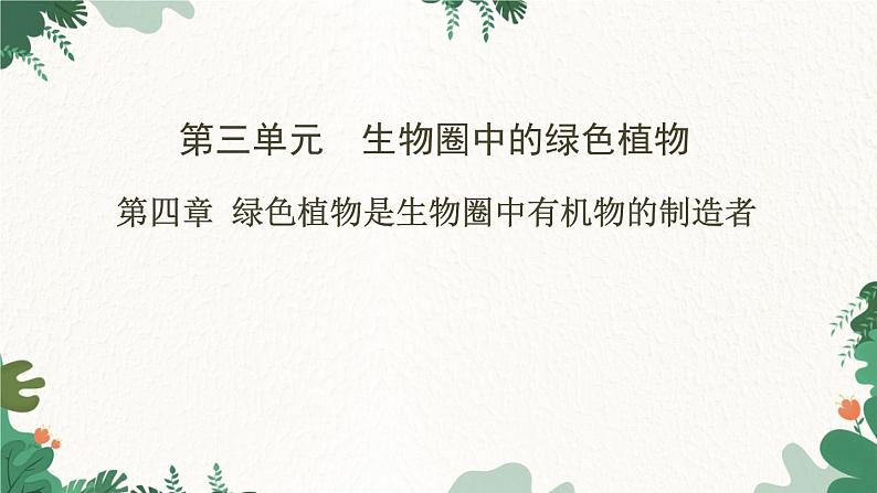 人教版生物七年级上册 第三单元 第四章 绿色植物是生物圈中有机物的制造者课件01