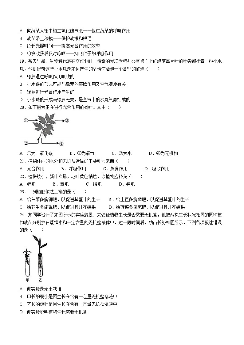 河北省沧州市东光县第三中学2023-2024学年八年级上学期期中考试生物试题第3页