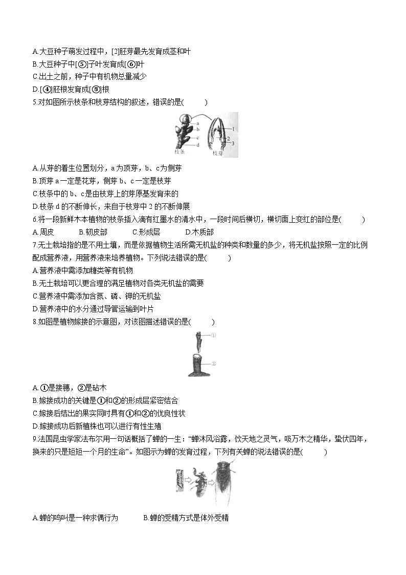 山东省济宁市曲阜市2023-2024学年八年级上学期期中生物试题02