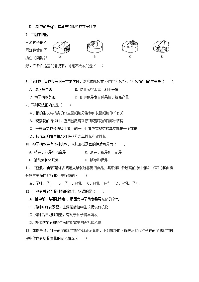 2023-2024学年四川省内江市威远县八年级上学期期中生物模拟试题（含答案）第2页