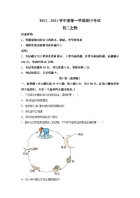 山东省烟台招远市（五四制）2023-2024学年八年级上学期期中考试生物试题（含解析）