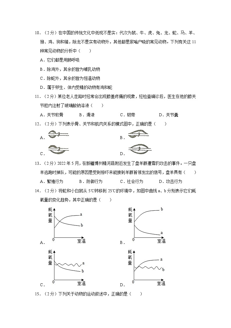 湖南省衡阳市衡南县三塘联合学校2023-2024学年八年级上学期期中生物试卷03