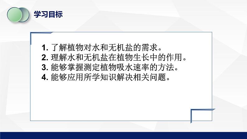 苏教版七年级生物上册 5.3植物生长需要水和无机盐教学课件第3页