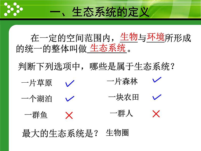 1.2.2生物与环境组成生态系统 课件人教版 七年级上册04