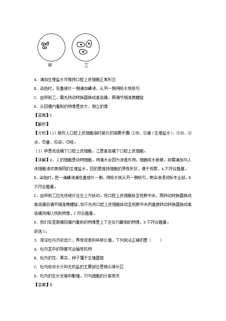 2023年山东菏泽中考生物试题及答案02