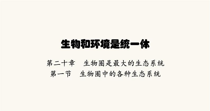 苏教版八年级生物上册第7单元生物和环境是统一体第20章第1节生物圈中的各种生态系统课件01