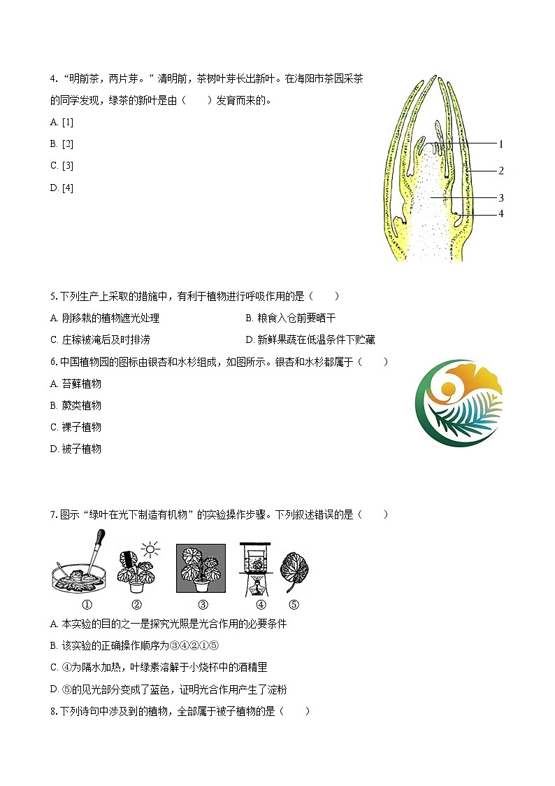 2022-2023学年广东省汕头市潮阳区七年级（上）期末生物试卷(含答案解析)第2页