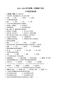 河南省商丘市夏邑县2023-2024学年八年级上学期期中生物试题